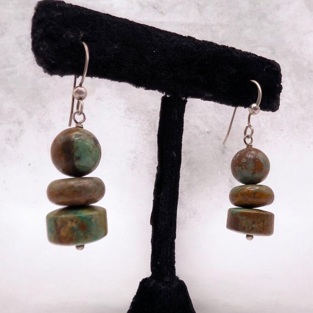 Turquoise DRT Jay King Mine Finds Sterling Silver Multi-Bead Drop Earrings .925